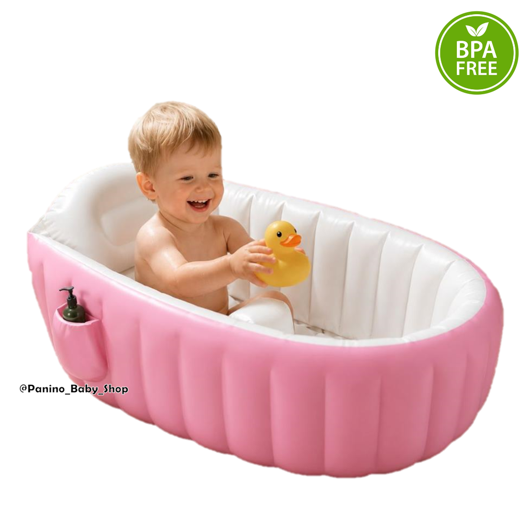 BAÑERA PISCINA INFLABLE PORTÁTIL PARA BEBÉ -SPA- ROSADO - 1