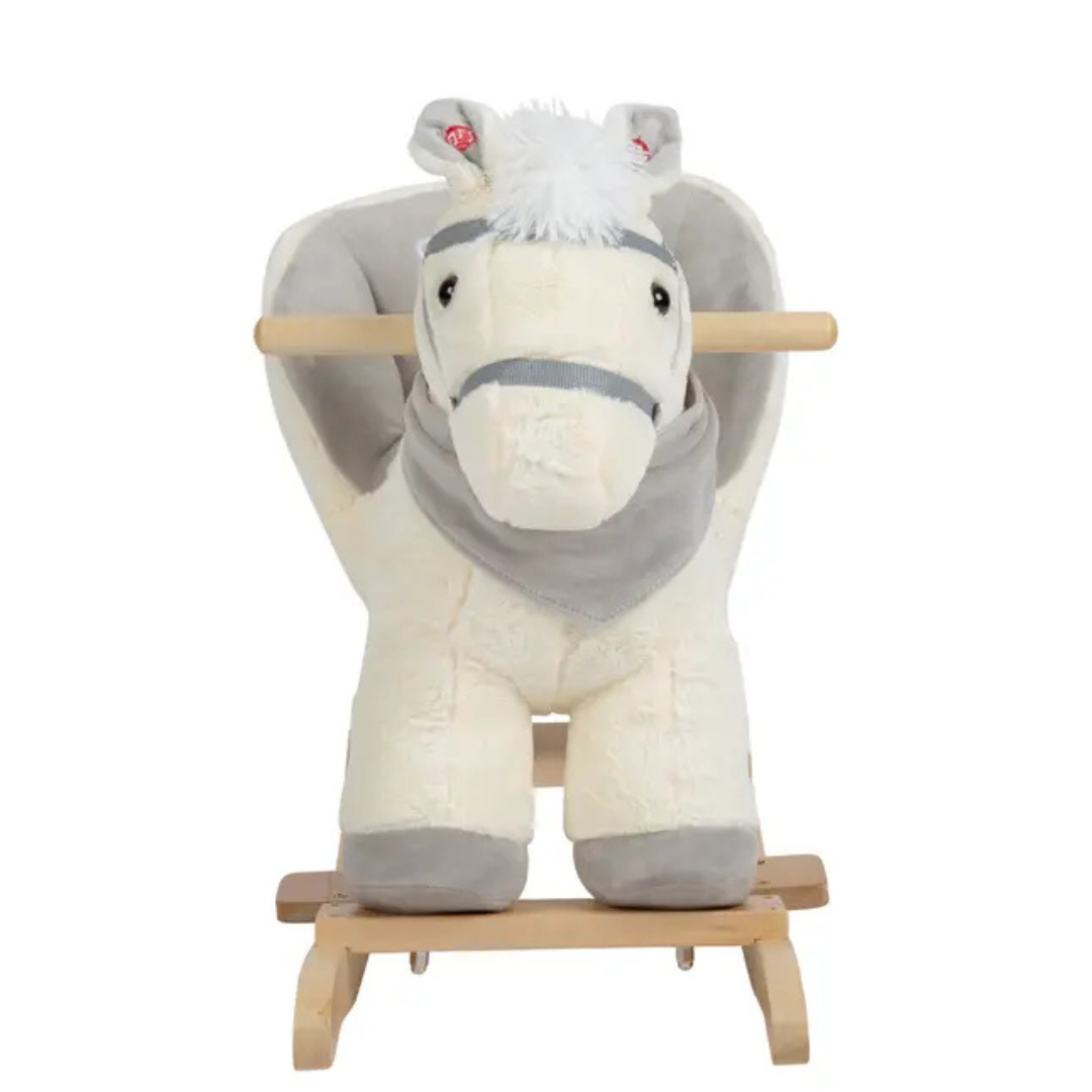MECEDORA MUSICAL PARA BEBÉ CARESTINO -PELUCHE- CABALLO BLANCO - 4