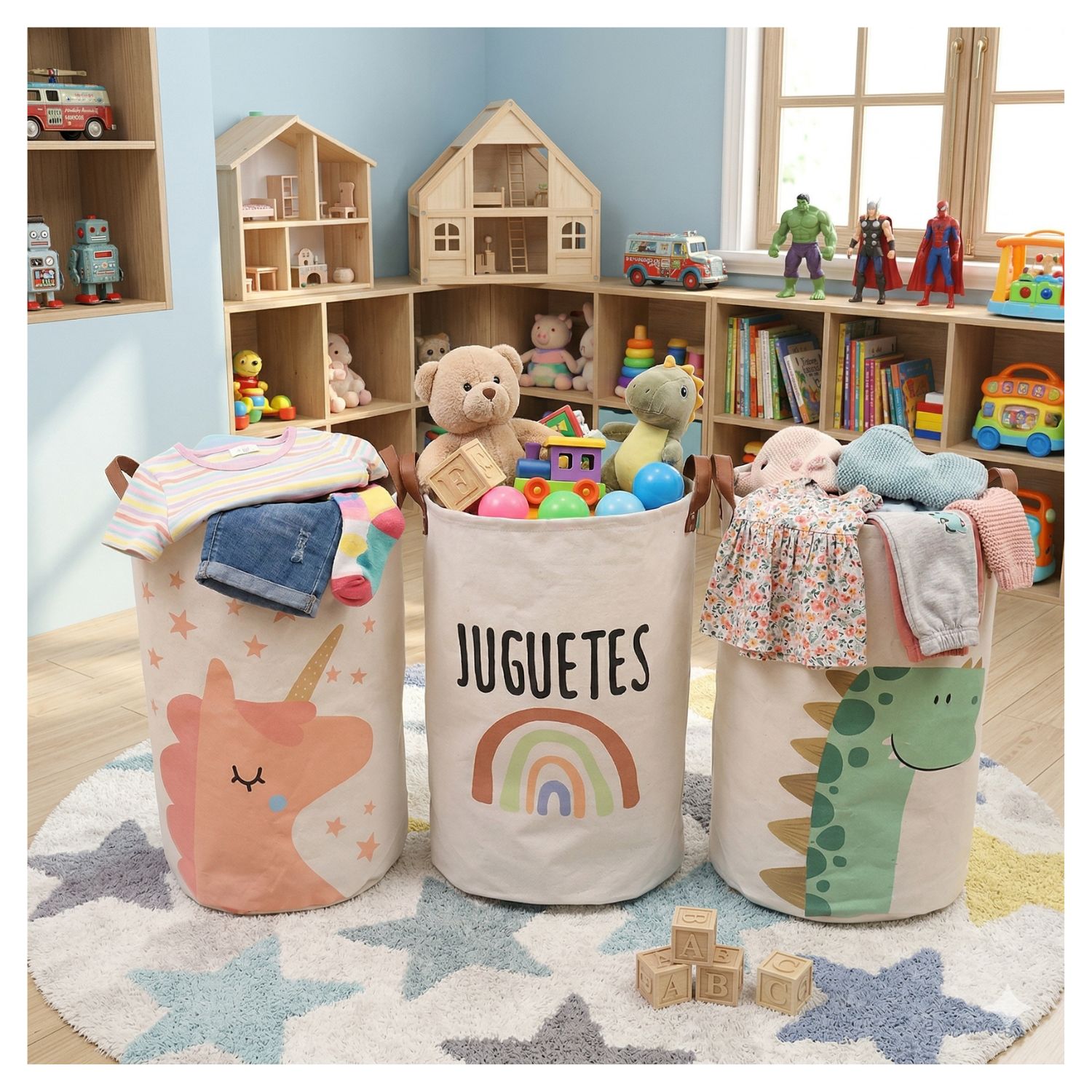 CESTO INFANTIL PARA ROPA Y JUGUETES SET 3 UNDS - 1