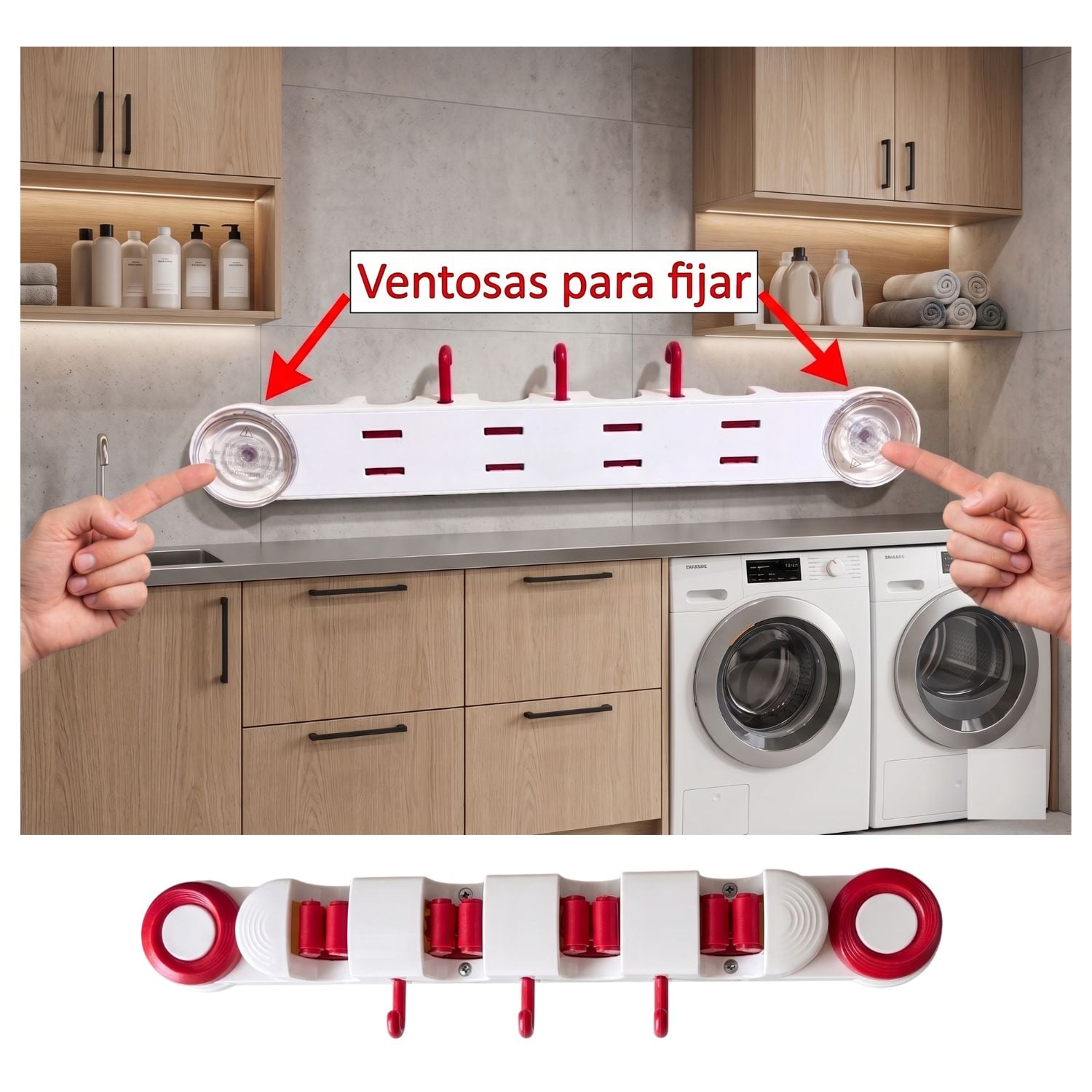 COLGADOR ESCOBAS 4 EN 1 SET 2 UNDS - 7