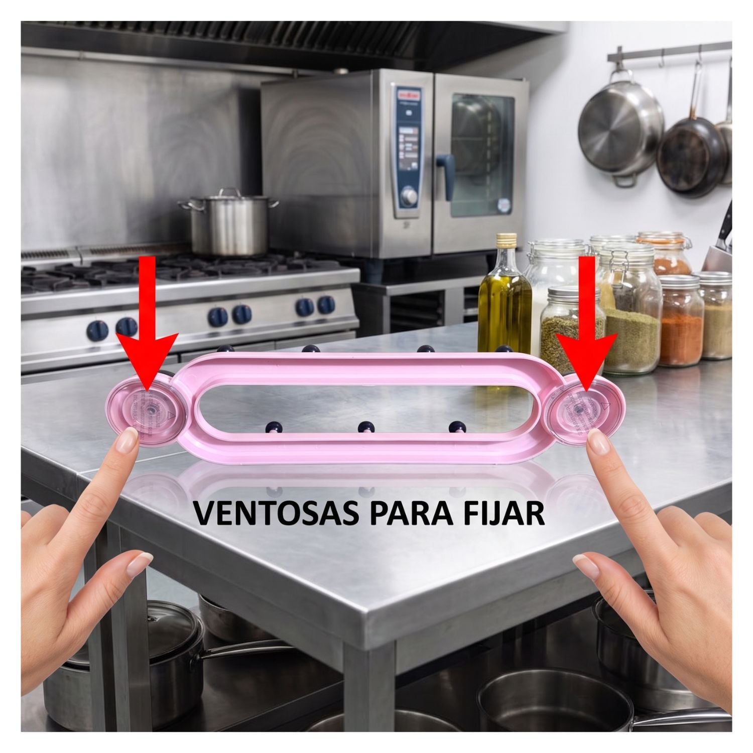 COLGADOR DE 7 GANCHOS CON VENTOSAS SET 3 UNDS R3 - 5