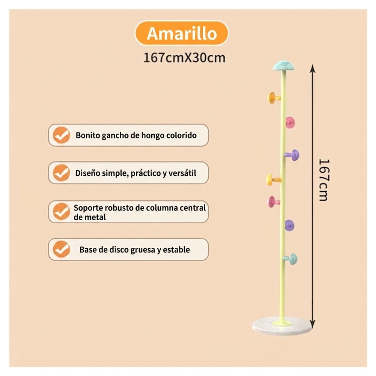 PERCHERO PARA NIÑOS Y NIÑAS AMARILLO CLARO - 3
