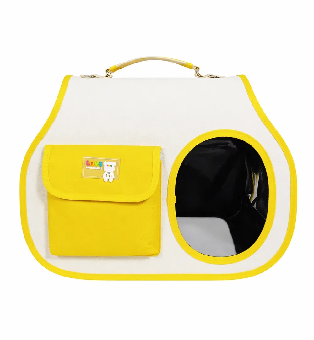 TRANSPORTADOR TIPO MALETÍN PARA MASCOTAS PERROS Y GATOS COLOR AMARILLO - 1