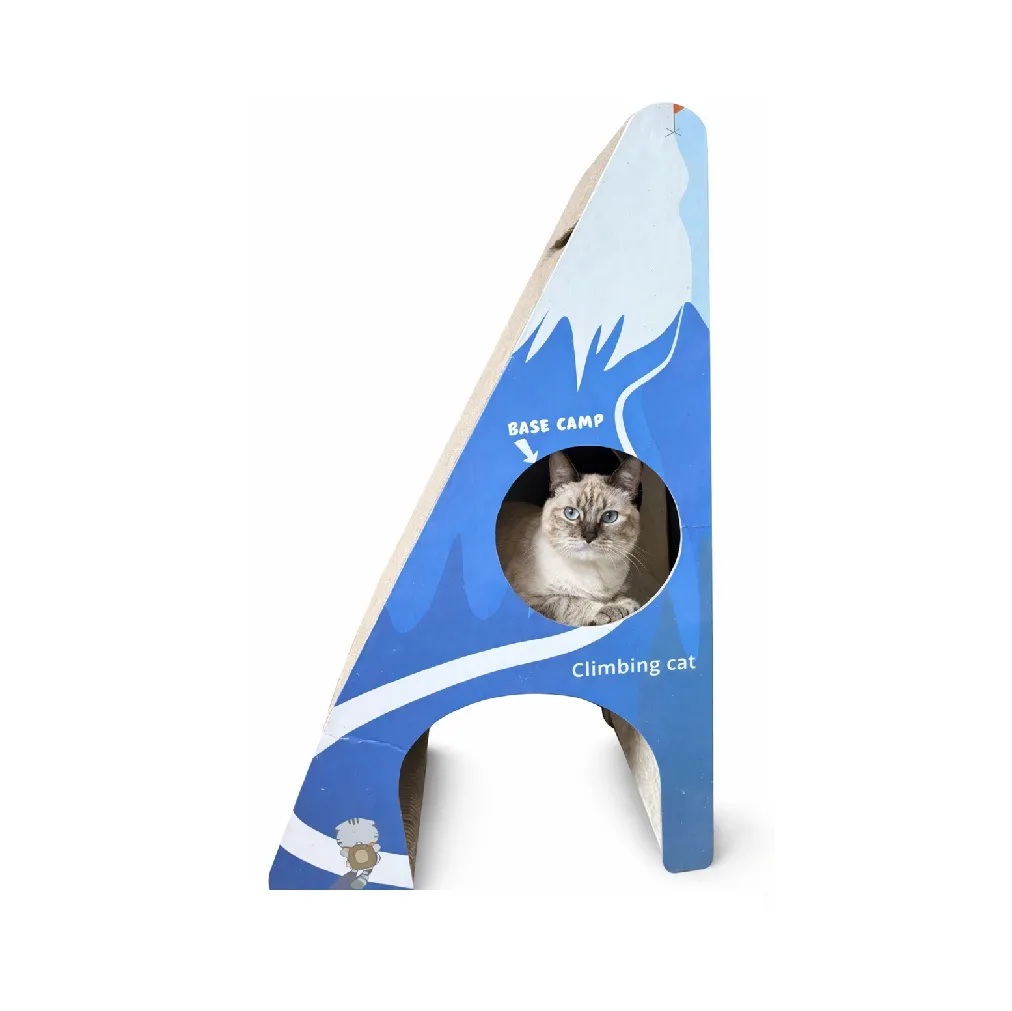 RASCADOR VERTICAL DE CARTÓN CORRUGADO PARA GATOS BASE CAMP COLOR AZUL - 1