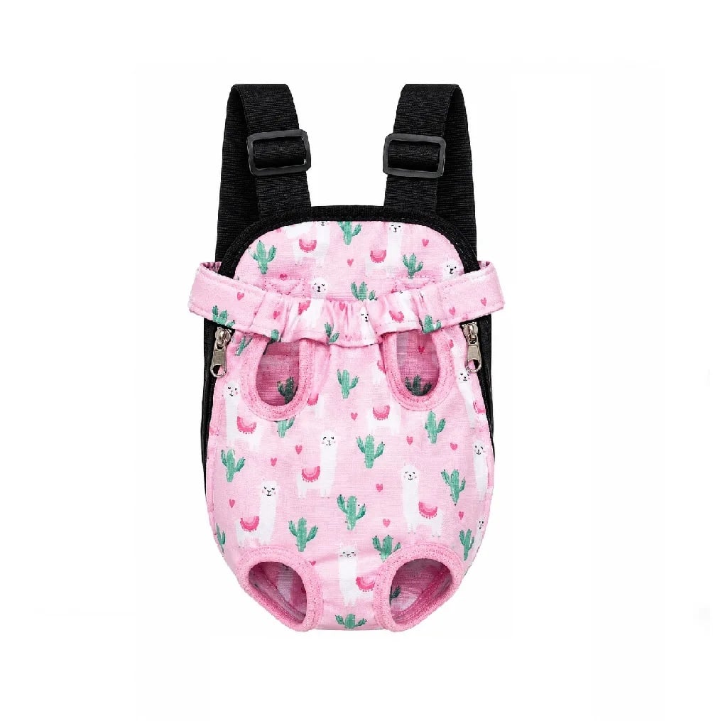 CANGURO PARA MASCOTAS PERROS TALLA L COLOR ROSADO DISEÑO LLAMA - 1