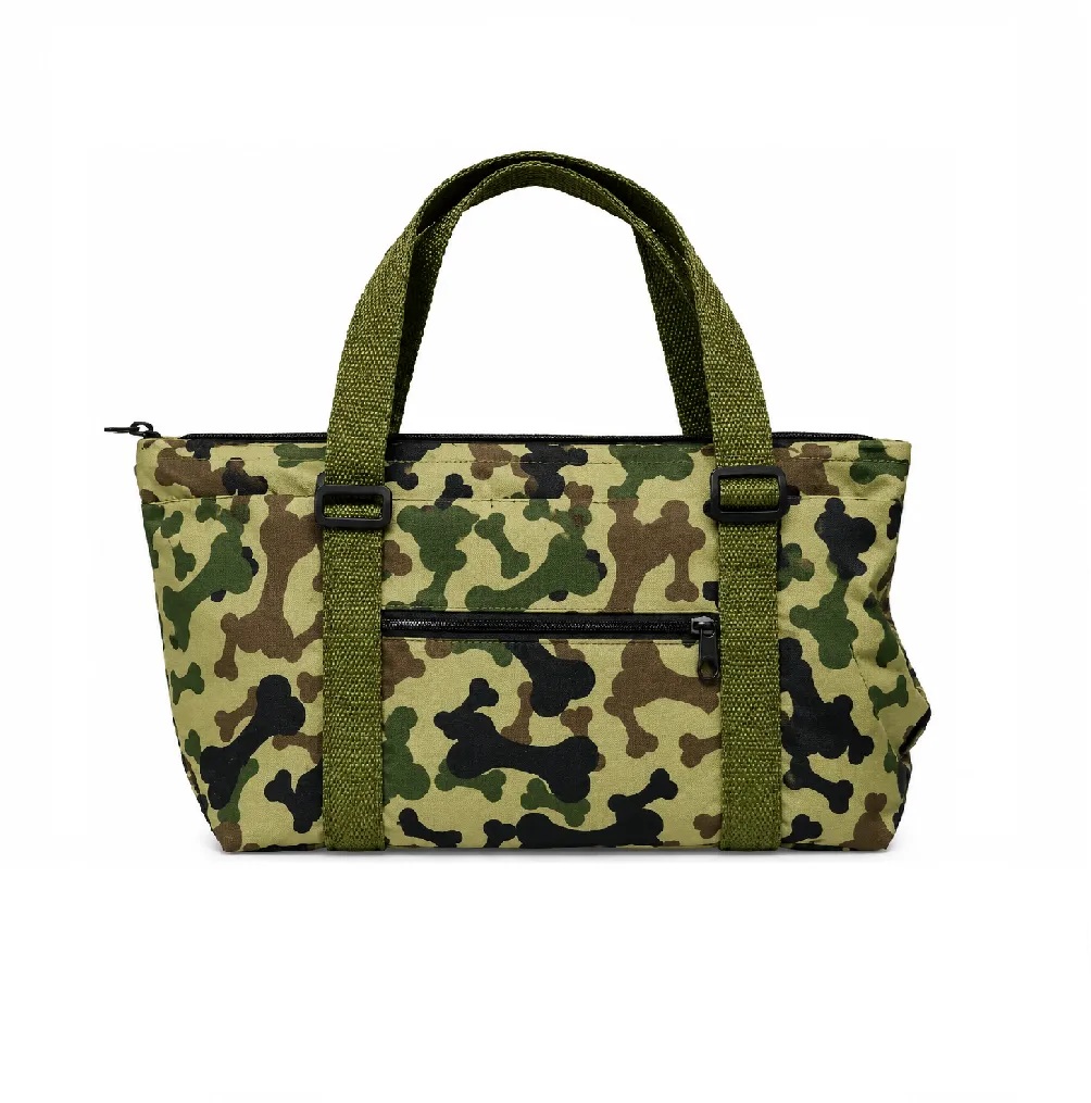 CARTERA TRANSPORTADORA PARA MASCOTAS PERROS TALLA S COLOR VERDE CAMUFLADO - 1