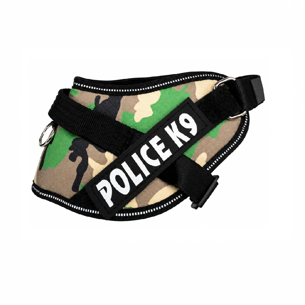 PECHERA TÁCTICA PARA PERROS POLICE K9 TALLA S COLOR VERDE CAMUFLADO - 1