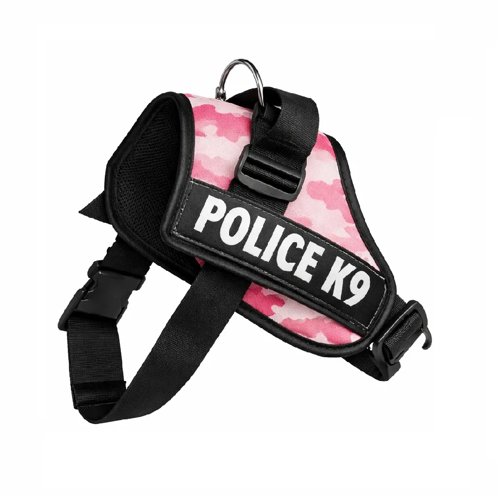 PECHERA TÁCTICA PARA PERROS POLICE K9 COLOR ROSADO CAMUFLADO TALLA L - 1