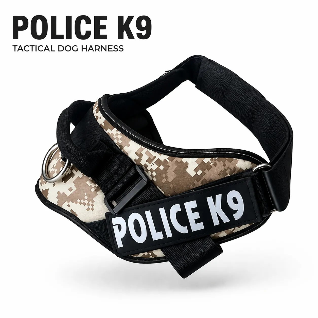 PECHERA TÁCTICA PARA PERROS POLICE K9 COLOR MARRÓN CAMUFLADO TALLA XL - 1