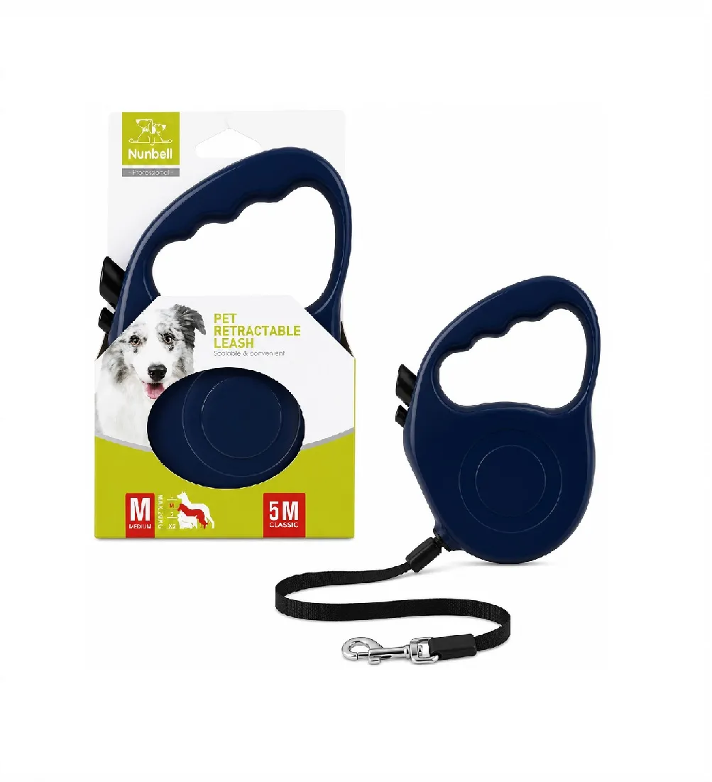 CORREA RETRÁCTIL DE 5 METROS DE LARGO PARA PERROS COLOR AZUL MARINO MARCA NUNBELL - 1