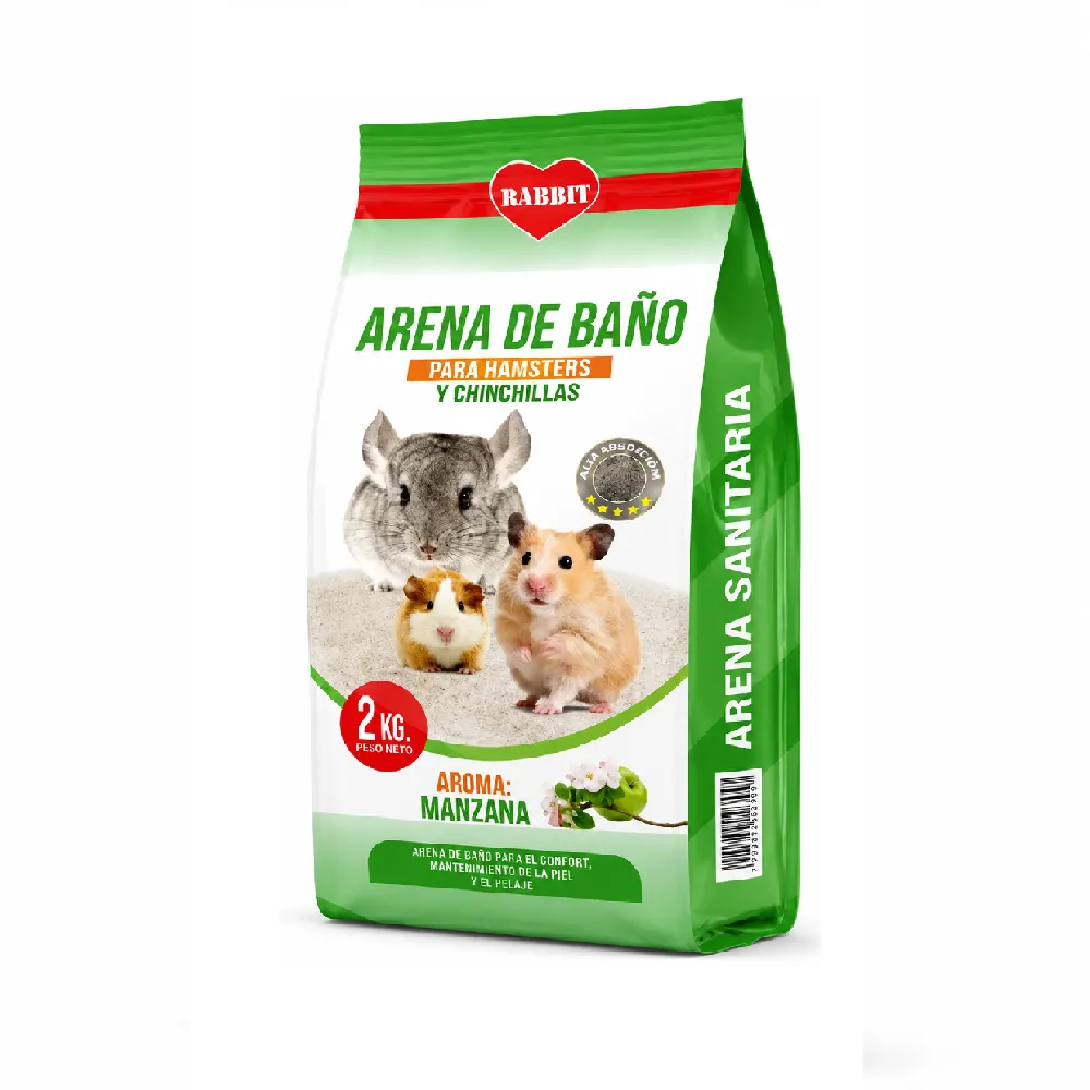 ARENA DE BAÑO PARA HÁMSTERS Y CHINCHILLAS X 2 KILOGRAMOS AROMA MANZANA - 1