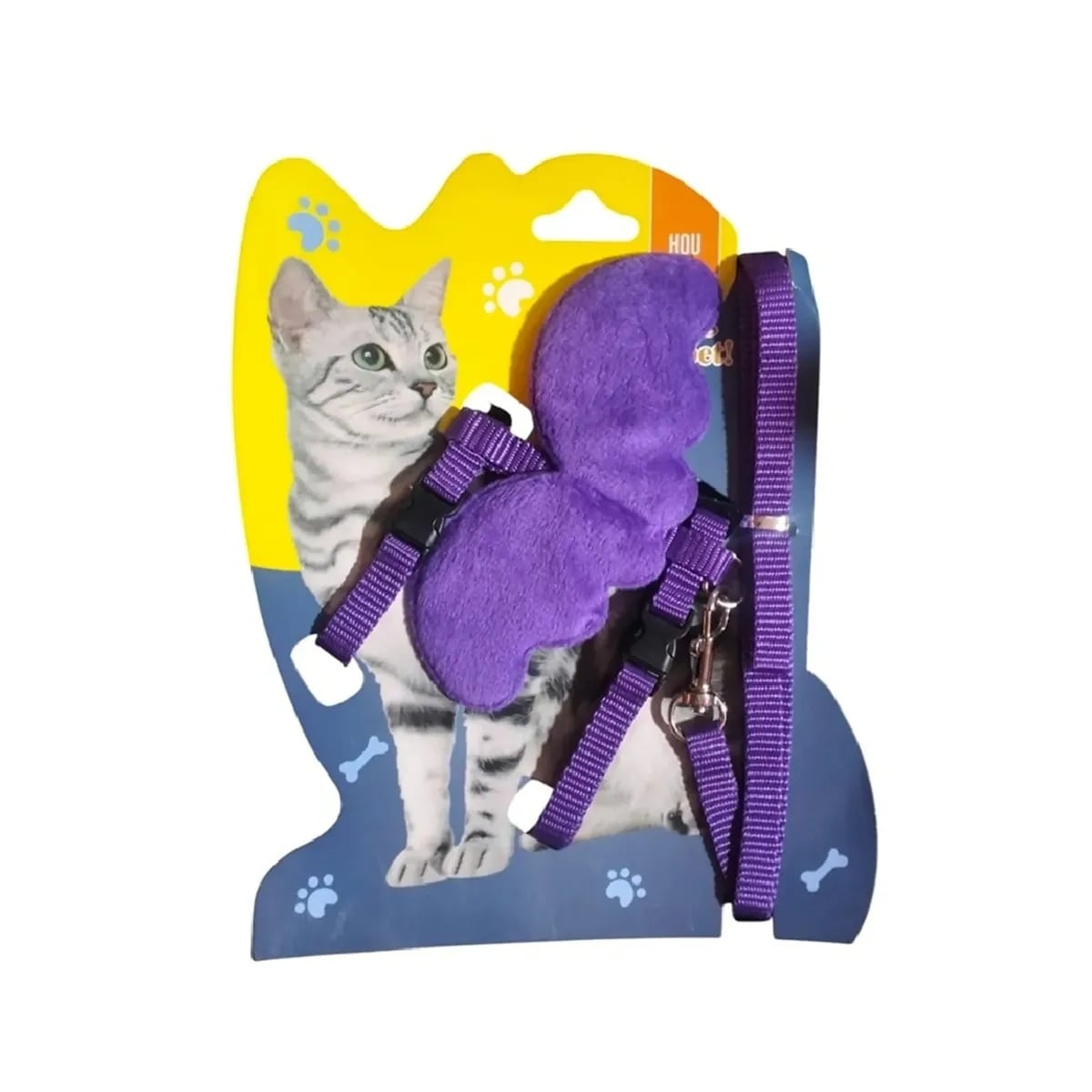 ARNÉS EN FORMA DE H PARA MASCOTAS GATOS Y PERROS DE RAZA TOY CON TIRO DE CORREA COLOR MORADO TALLA S - 1