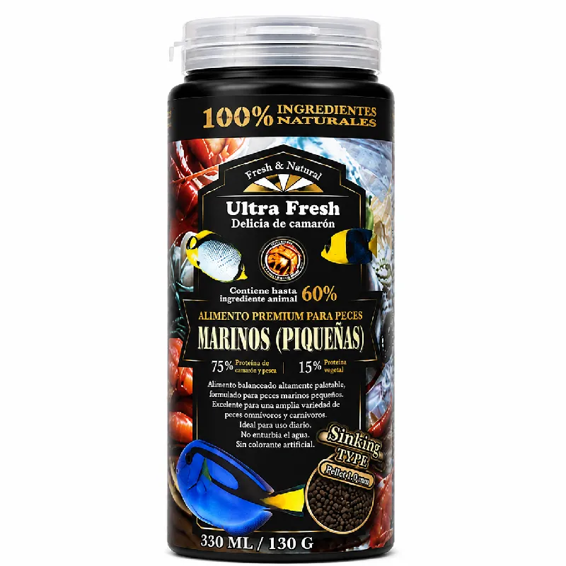 ALIMENTO SUPER PREMIUM ULTRA FRESH PARA PECES MARINOS PEQUEÑOS – 130 G - 1