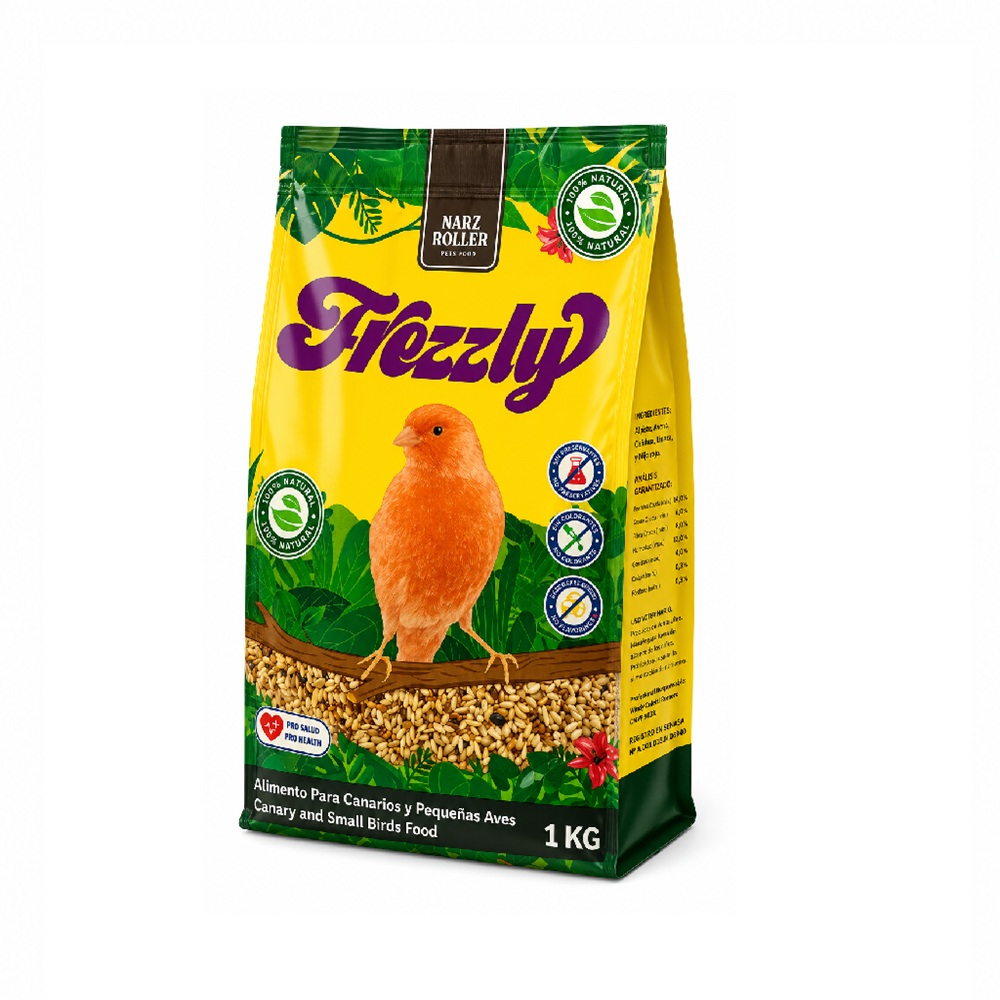 ALIMENTO BALANCEADO PREMIUM FREZZLY PARA CANARIOS Y AVES PEQUEÑAS – 1 KG - 1