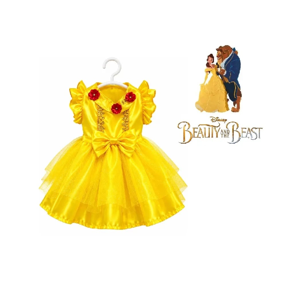 VESTIDO DISFRAZ HALLOWEEN LA BELLA Y LA BESTIA PARA MASCOTAS PERROS Y GATOS TALLA 4 - 1