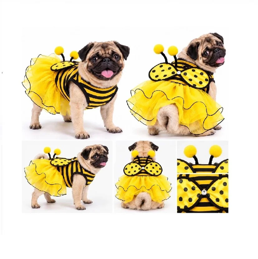 DISFRAZ HALLOWEEN VESTIDO ABEJA ABEJITA PARA MASCOTAS PERROS Y GATOS TALLA 5 - 1