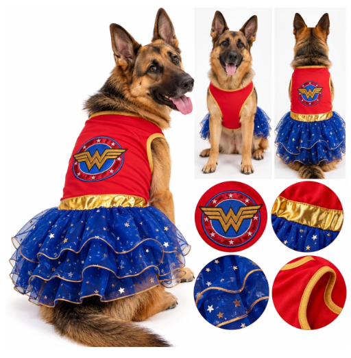 DISFRAZ HALLOWEEN PARA MASCOTAS PERROS Y GATOS MUJER MARAVAVILLA TALLA 6 - 1