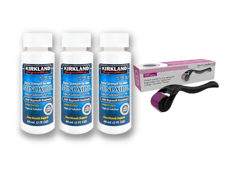 TRATAMIENTO CAPILAR KIRKLAND SIGNATURE MINOXIDIL 3 UNIDADES + DERMAROLLER - 1