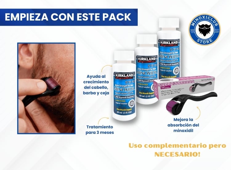 TRATAMIENTO CAPILAR KIRKLAND SIGNATURE MINOXIDIL 3 UNIDADES + DERMAROLLER - 2