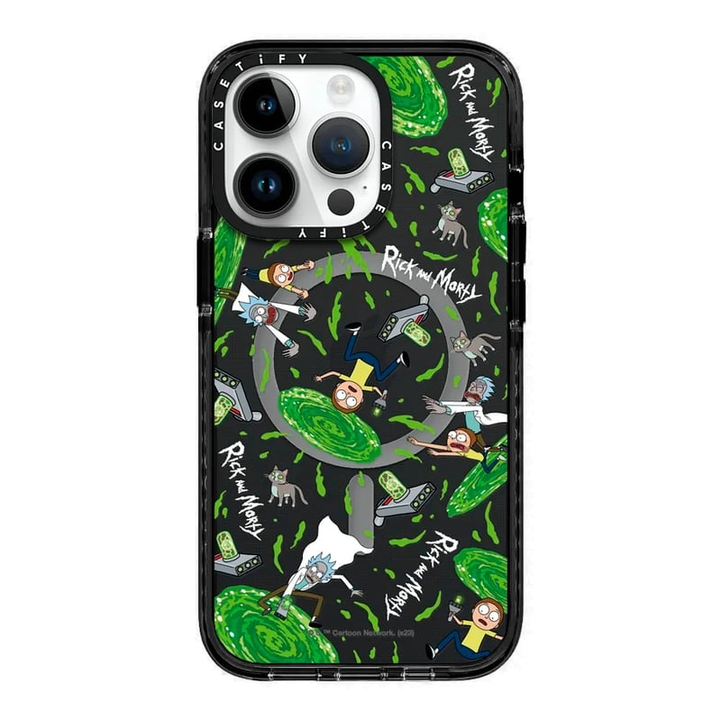 CASE MAGSAFE IPHONE 15 PRO RICK Y MORTY PORTAL NEGRO TRANSPARENTE - 1