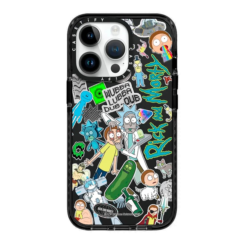 CASE IPHONE 13 MINI RICK Y MORTY NEGRO TRANSPARENTE - 1