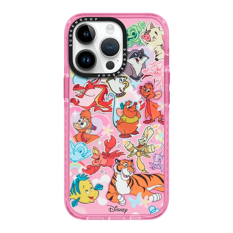 CASE IPHONE 14 PRO MAX DISNEY PRINCESS MASCOTAS ROSA TRANSPARENTE - 1
