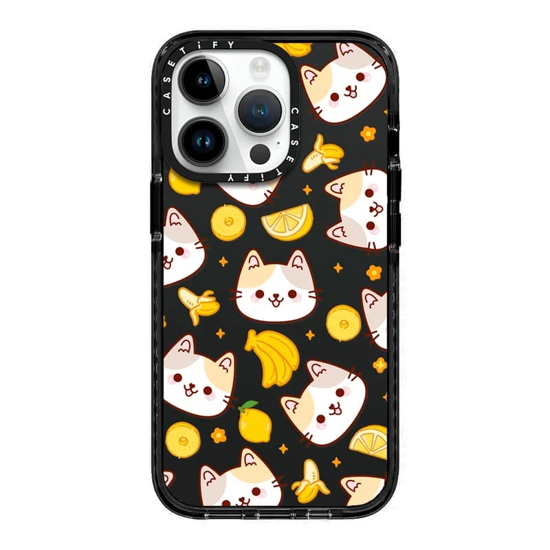 CASE IPHONE 14 PRO CUTE KITTEN WITH LEMON NEGRO - 1