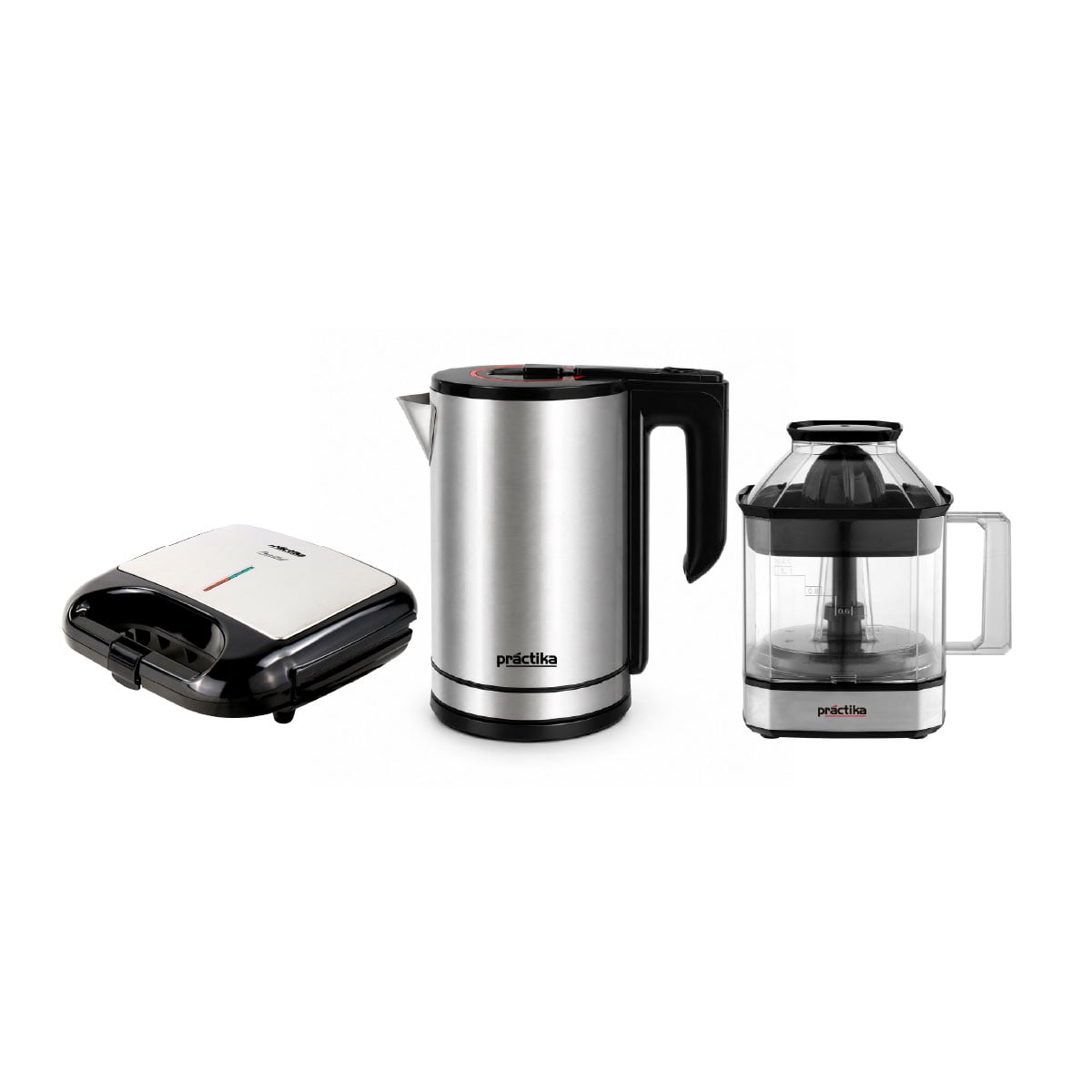 COMBO PRACTIKA: EXPRIMIDOR CITRUS FORCE + HERVIDOR INOX 18 PLUS + SANDWICHERA PANINI GRILL - 1