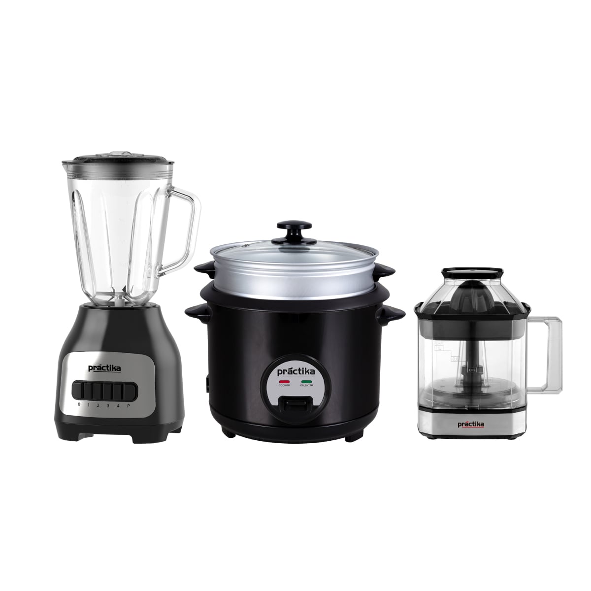 COMBO PRACTIKA OLLA ARROCERA POM-1K BLACK + LICUADORA BL-600 + EXPRIMIDOR CITRUS FORCE - 1