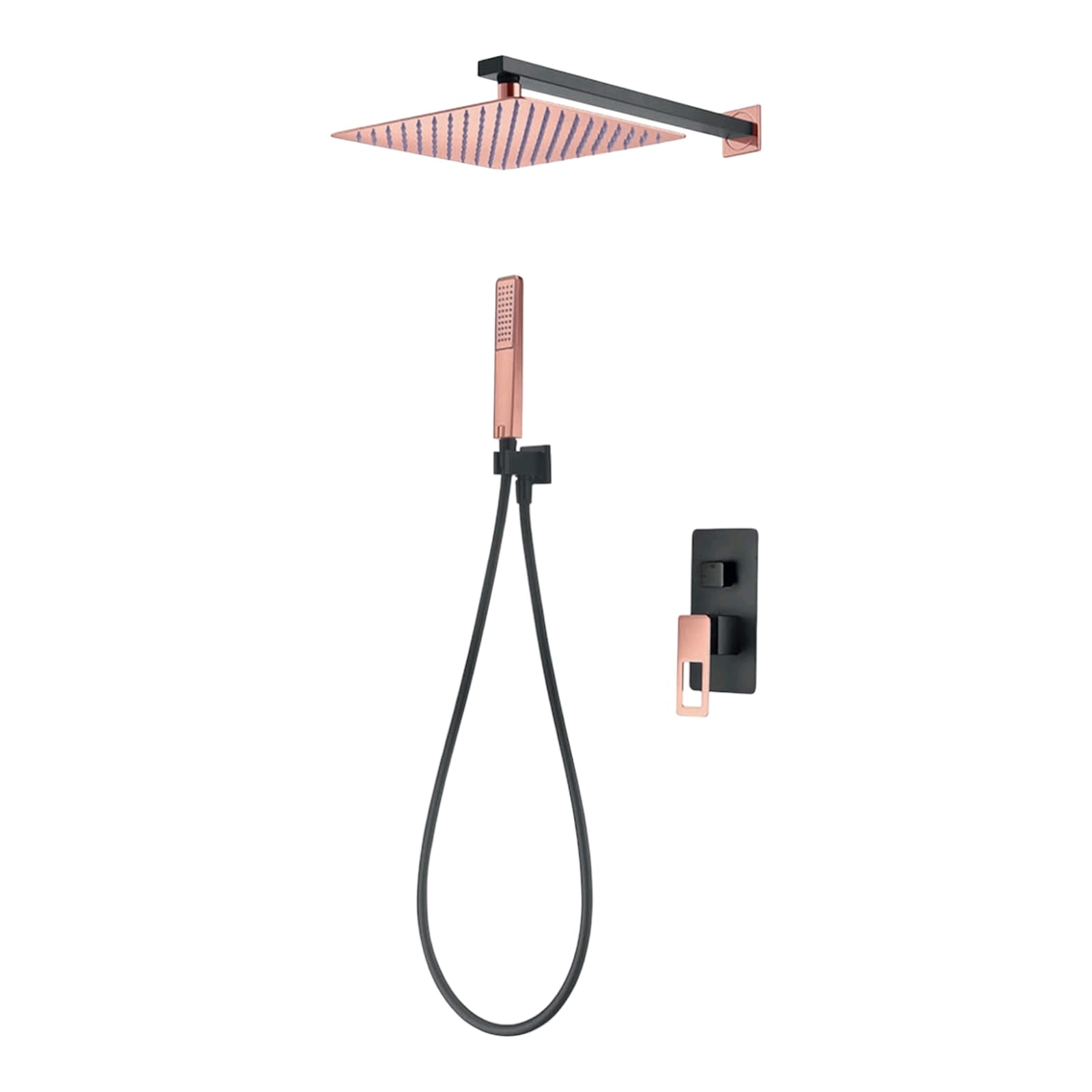 COMBO DUCHA FRATELLI MONOMANDO MEZCALDORA GOLDEN ROSE + BLACK ACERO INOXIDABLE TELEFONO PLATO 10' BRATIA 25 CM - 6