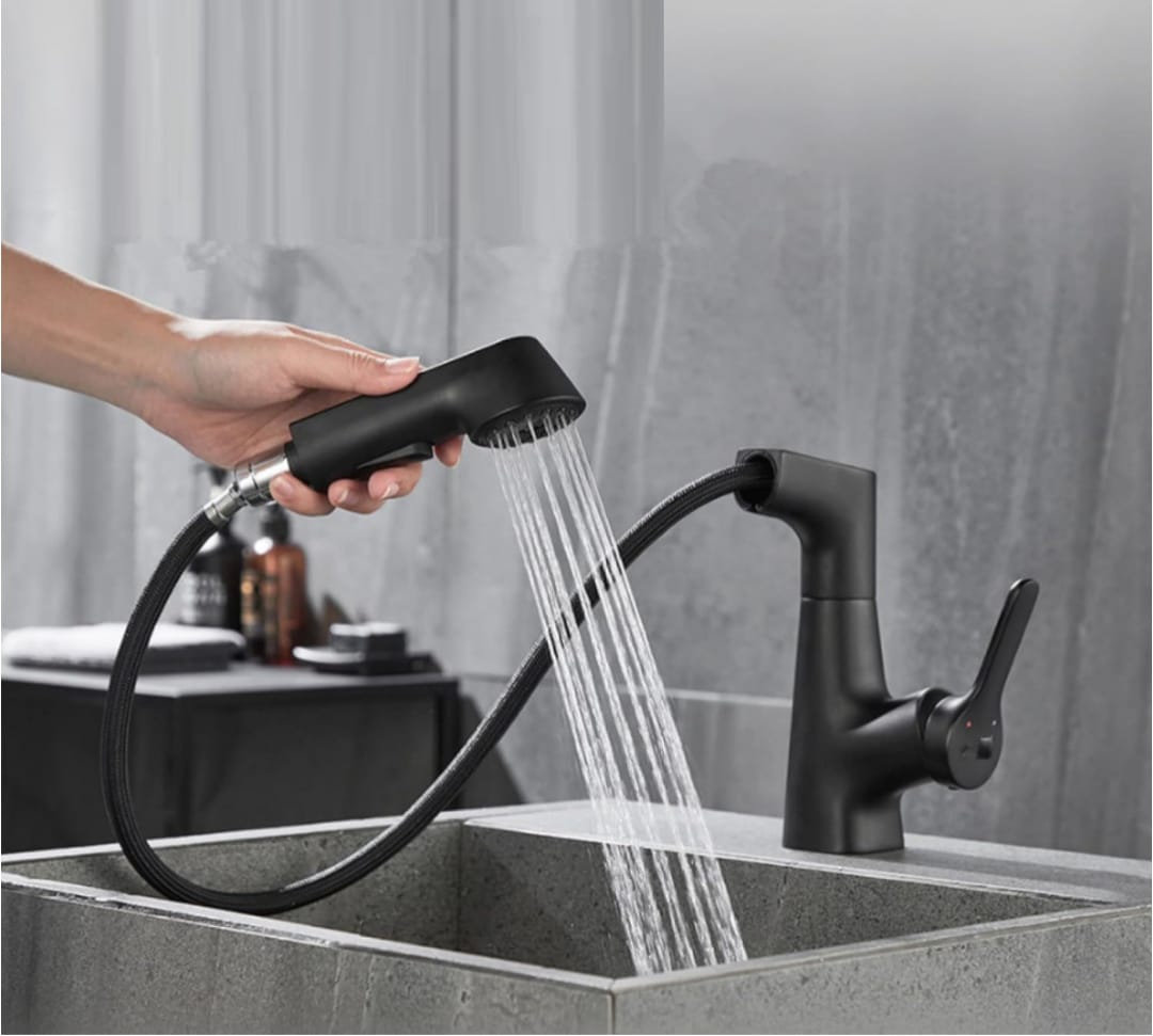 GRIFO LLAVE CAÑO MEZCLADORA MONOCOMANDO MULTIFUNCIONAL NEGRO MATE - 2