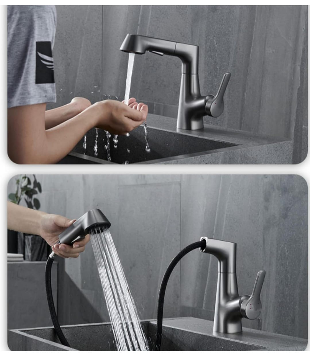 GRIFO LLAVE CAÑO MEZCLADORA MONOCOMANDO MULTIFUNCIONAL NEGRO MATE - 4