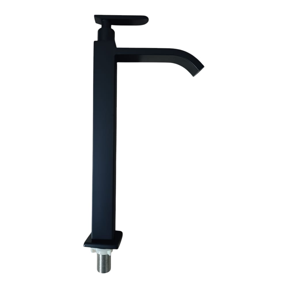 GRIFO CAÑO OVALIN O BOWL 30CM ACERO NEGRO MATE PICO CASCADA CUERPO CUADRADO - 2