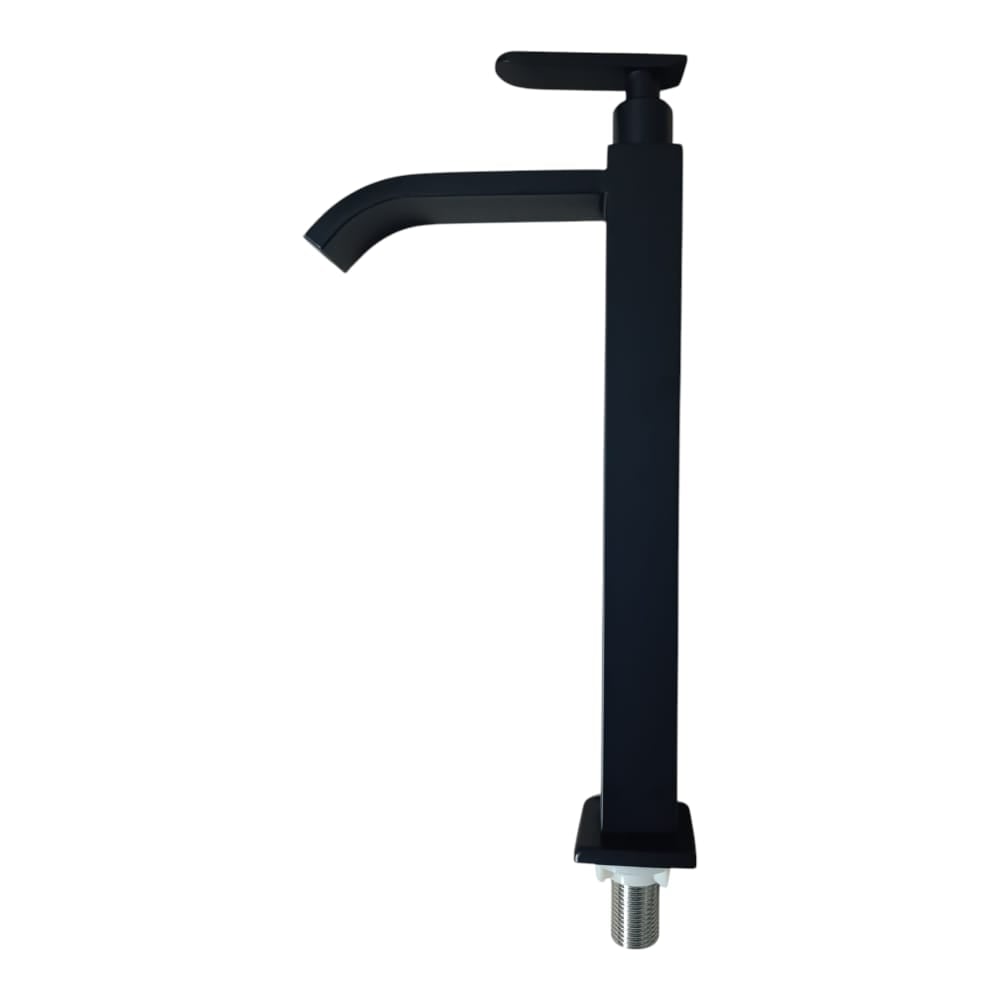 GRIFO CAÑO OVALIN O BOWL 30CM ACERO NEGRO MATE PICO CASCADA CUERPO CUADRADO - 3