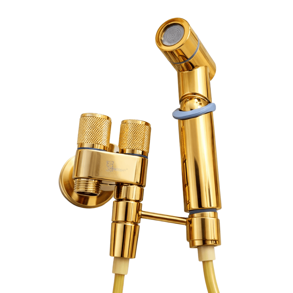 COMBO SET DUCHA BIDE PREMIUM COLOR DORADO ORO PULIDO CON MANGUERA RESORTE Y SOPORTE, EN ACERO SS304 - 7