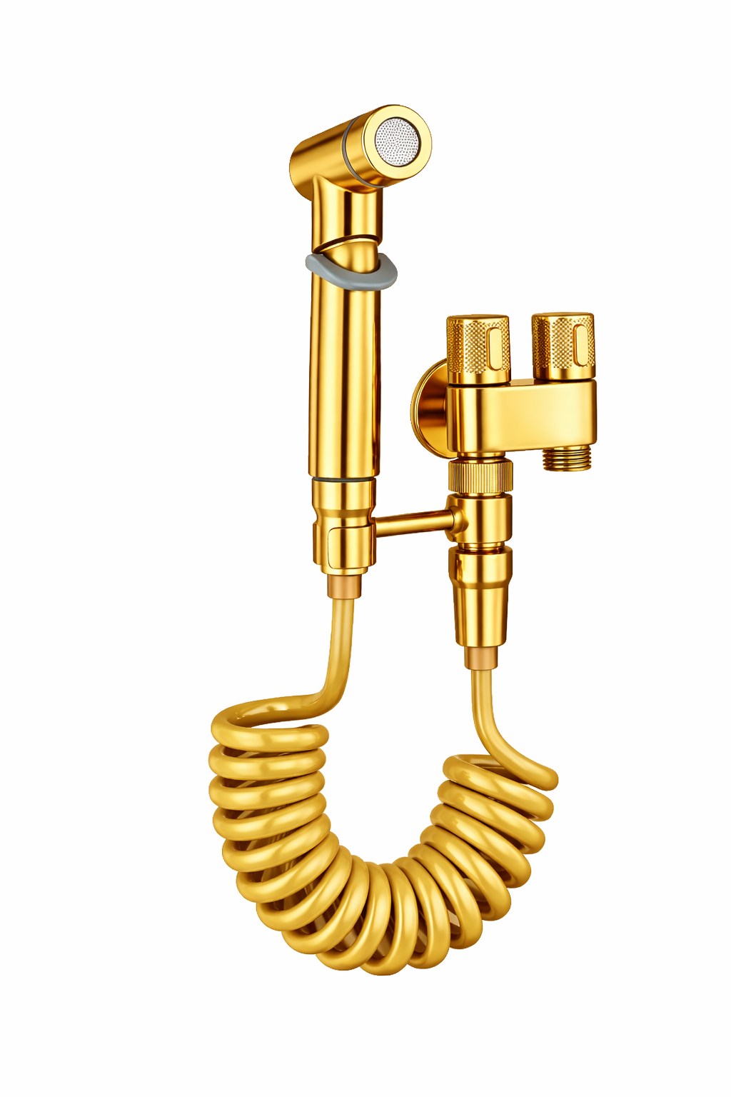 COMBO SET DUCHA BIDE PREMIUM COLOR DORADO ORO PULIDO CON MANGUERA RESORTE Y SOPORTE, EN ACERO SS304 - 8
