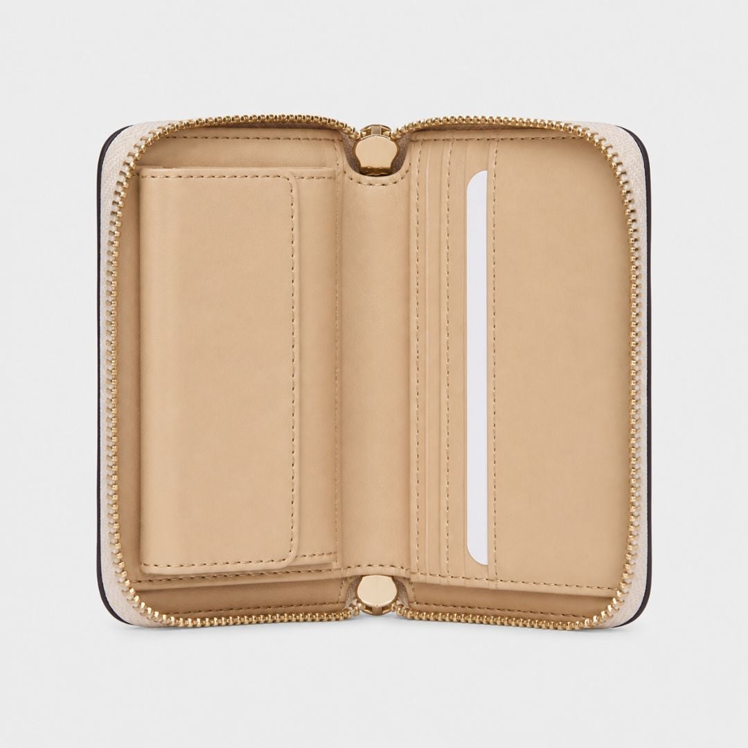 BILLETERA MONEDERO GUESS ZAMIRA MUJER MONOGRAMA QUATTRO G NUDE LOGO FRONTAL DORADO - 3
