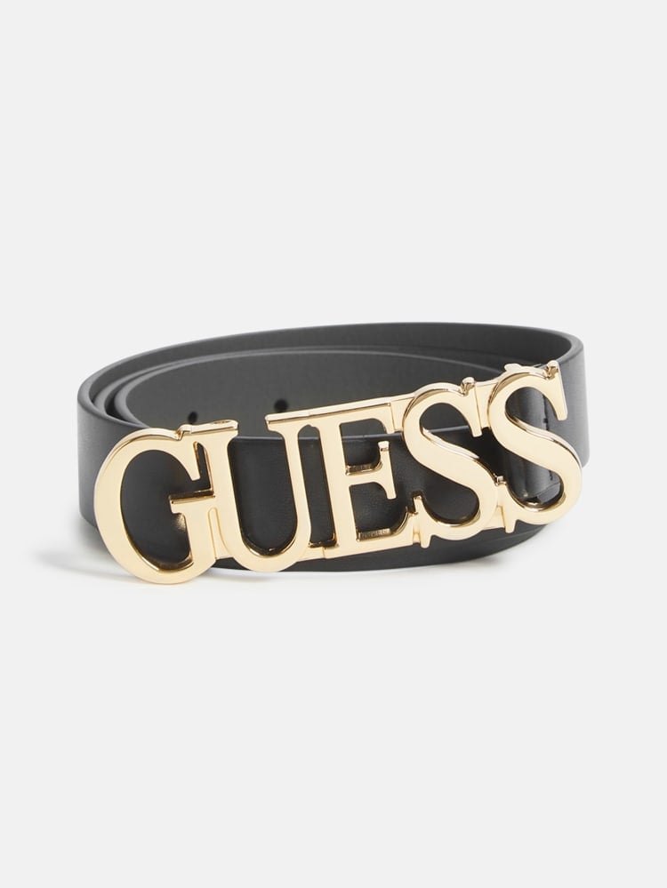CORREA GUESS MUJER MARIANNA COLOR NEGRO CON LOGOTIPO DORADO - 1