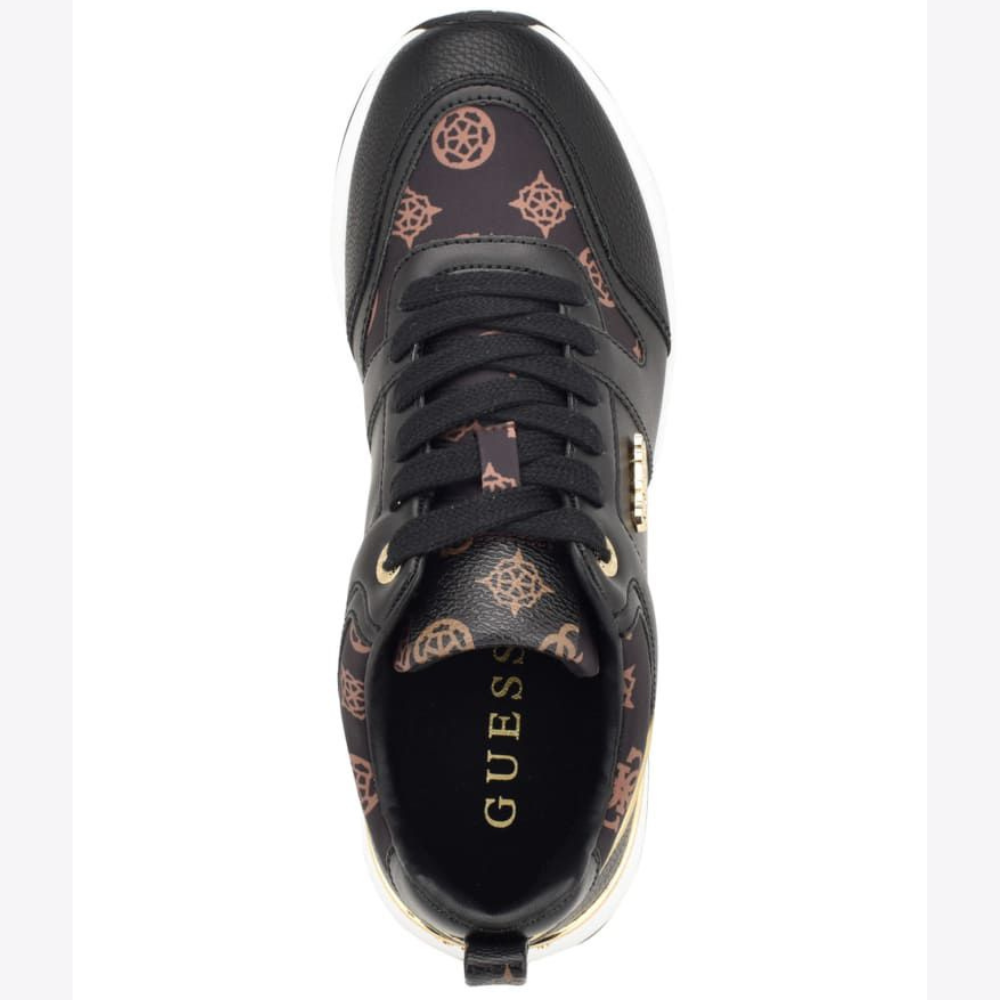 ZAPATILLAS GUESS MUJER KADLIN NEGRO LOGO MONOGRAMA DETALLES DORADOS - 4