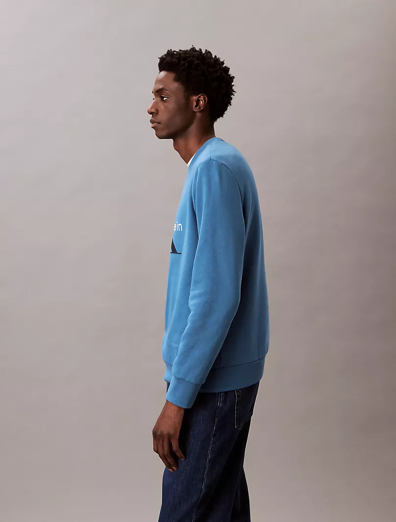 POLERA CALVIN KLEIN HOMBRE LOGO FLEECE AZUL MONOGRAMA CK - 3