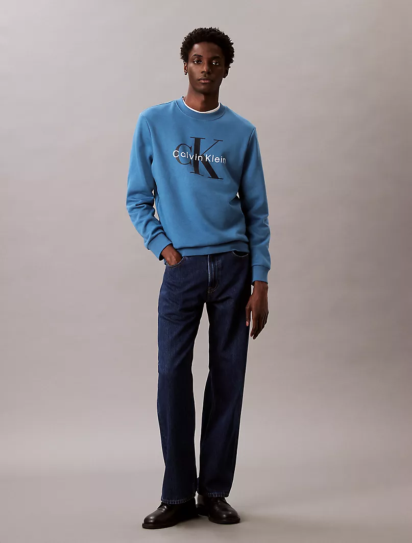 POLERA CALVIN KLEIN HOMBRE LOGO FLEECE AZUL MONOGRAMA CK - 6