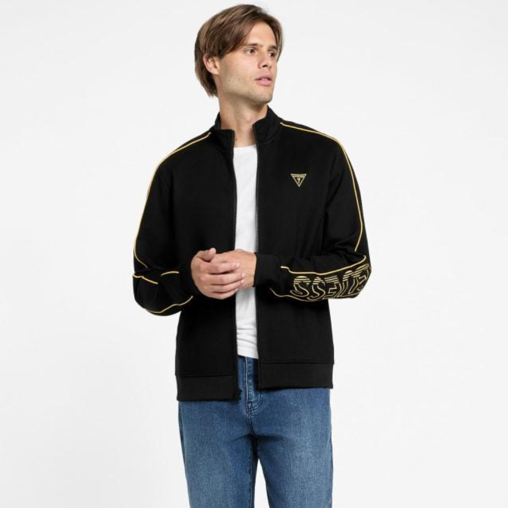 CASACA GUESS HOMBRE JOSE LOGO ZIP NEGRO CHAQUETA DEPORTIVA REGULAR FIT - 4