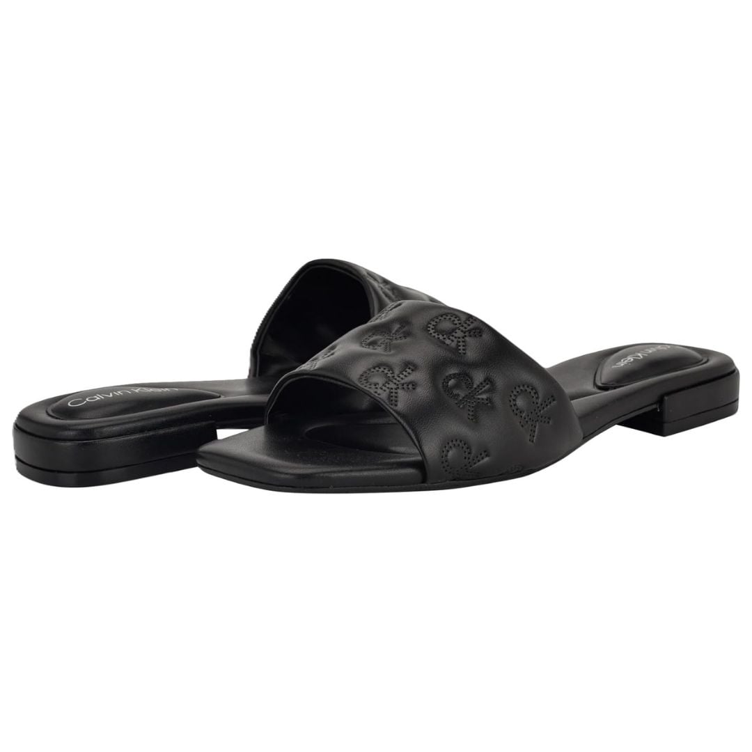 SANDALIAS CALVIN KLEIN MUJER TRAVERN NEGRO LOGO MONOGRAMA ALTO RELIEVE - 1