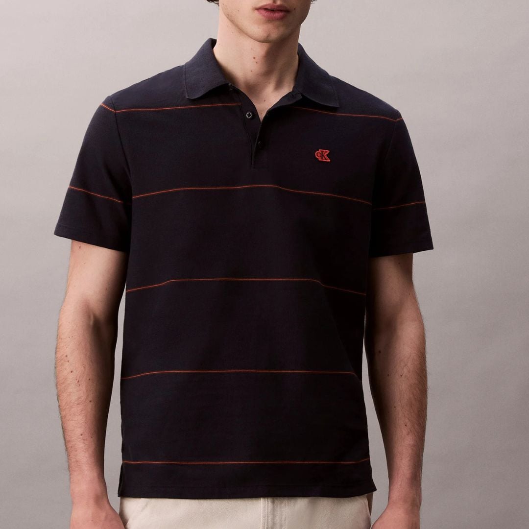 POLO CAMISERO CALVIN KLEIN HOMBRE STRIPE RELAXED ALGODÓN ESTAMPADO A RAYAS - 1