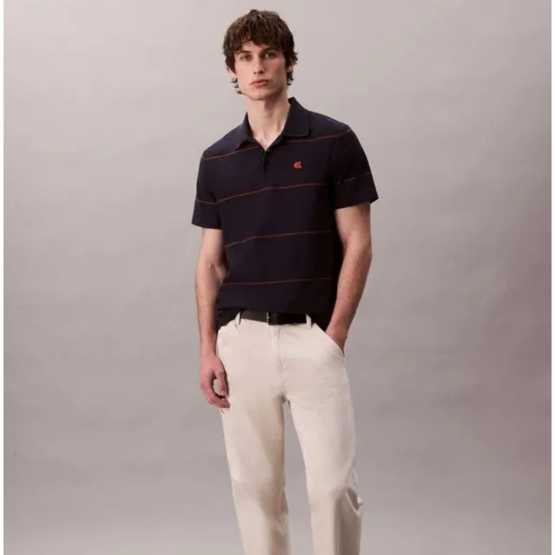 POLO CAMISERO CALVIN KLEIN HOMBRE STRIPE RELAXED ALGODÓN ESTAMPADO A RAYAS - 6