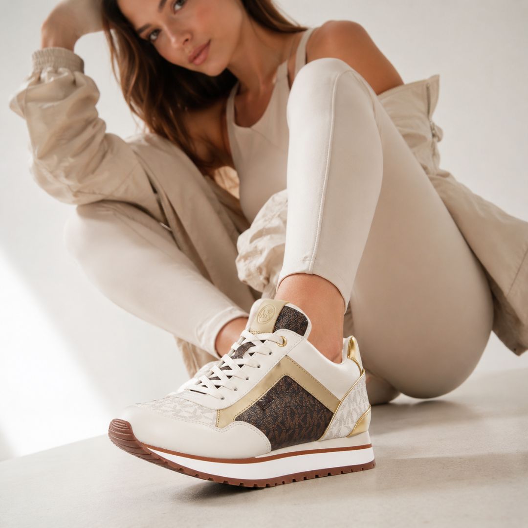 ZAPATILLAS MICHAEL KORS MUJER MADDY LOGO TRAINER BEIGE MARRÓN - 6