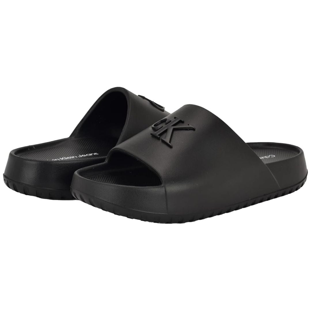 SANDALIAS CALVIN KLEIN MUJER NANZEY NEGRO LOGOTIPO CK EN RELIEVE - 1
