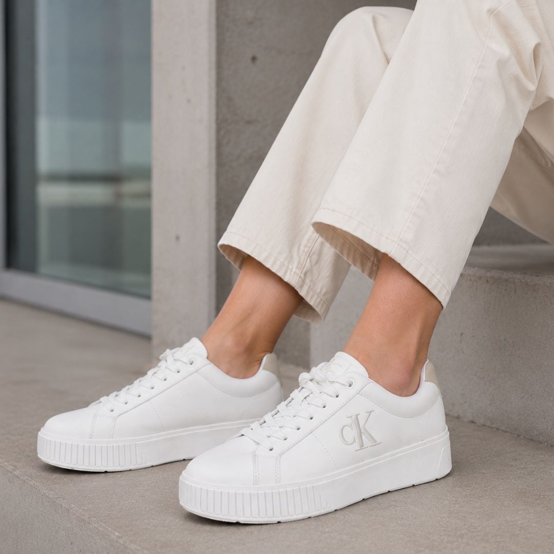 ZAPATILLAS CALVIN KLEIN MUJER ALANE BLANCO LOGOTIPO CK EN ALTO RELIEVE - 7
