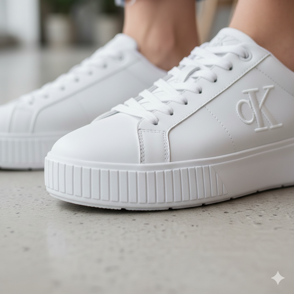 ZAPATILLAS CALVIN KLEIN MUJER ALANE BLANCO LOGOTIPO CK EN ALTO RELIEVE - 8