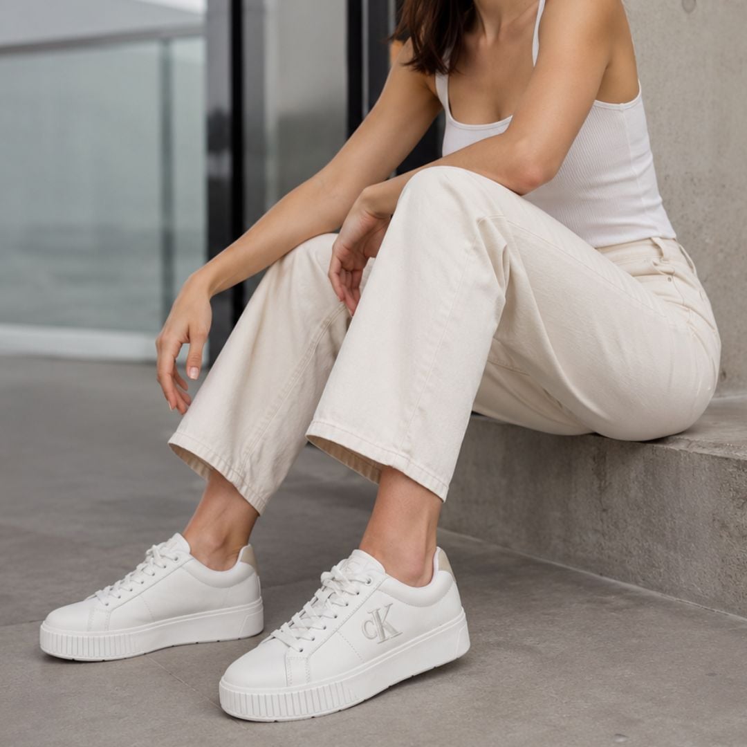 ZAPATILLAS CALVIN KLEIN MUJER ALANE BLANCO LOGOTIPO CK EN ALTO RELIEVE - 9